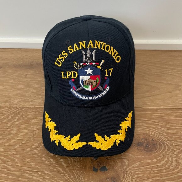 The Corps Hat USS San Antonio LPD 17 Navy Blue Gold Embroidered Cap - Picture 3 of 14